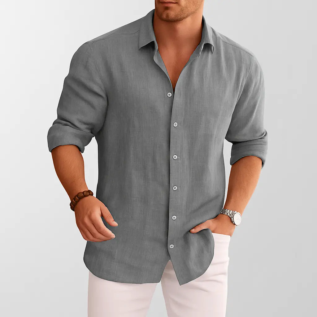 Women's Ethan | Stylish Lightweight Mens Linen Button Down Shirt | Soft Linen Blend: Ensures comfort and breathabilit 1