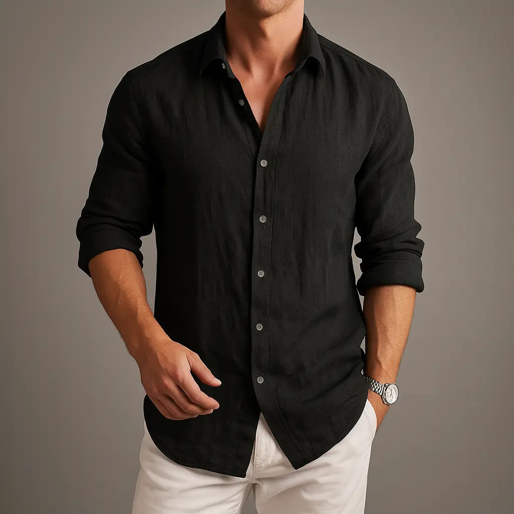 Women's Ethan | Stylish Lightweight Mens Linen Button Down Shirt | Soft Linen Blend: Ensures comfort and breathabilit 2