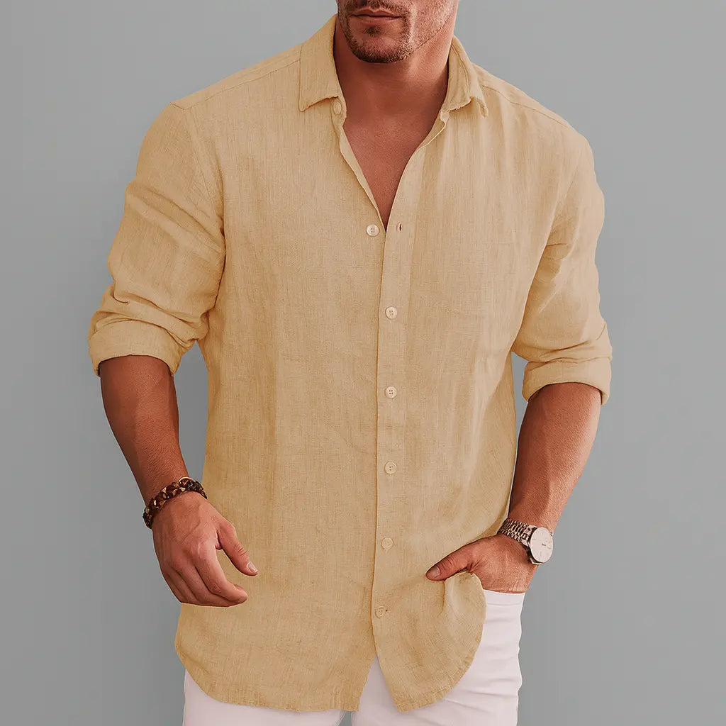 Women's Ethan | Stylish Lightweight Mens Linen Button Down Shirt | Soft Linen Blend: Ensures comfort and breathabilit 3