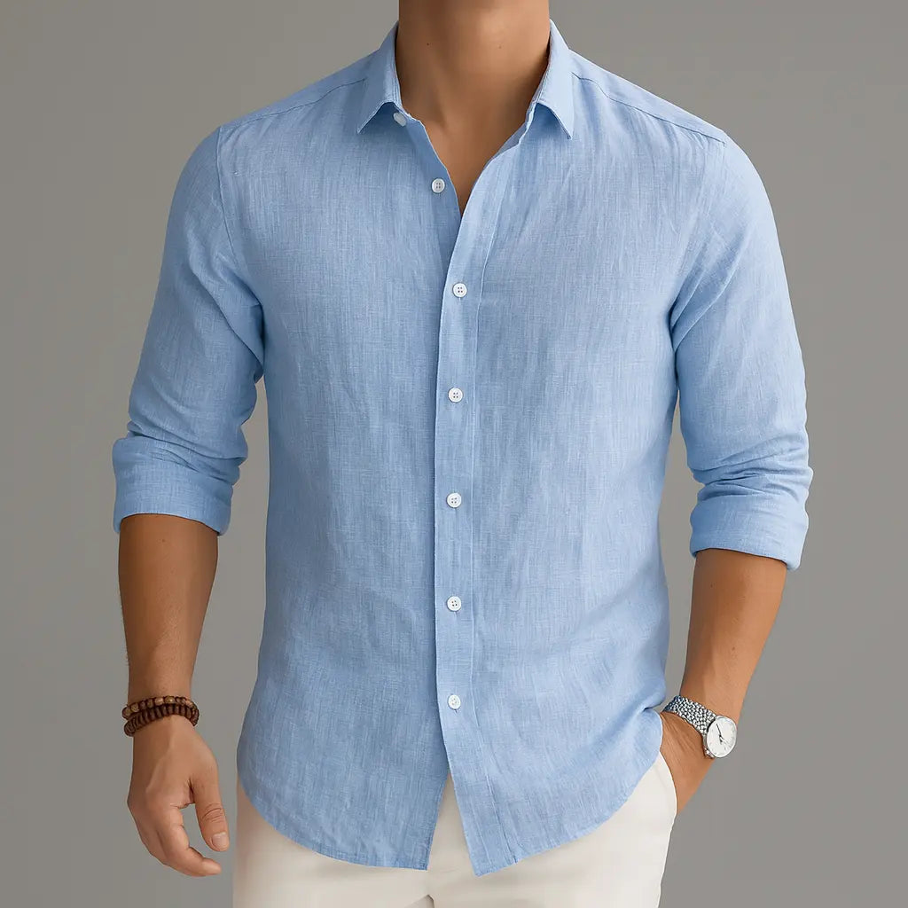 Women's Ethan | Stylish Lightweight Mens Linen Button Down Shirt | Soft Linen Blend: Ensures comfort and breathabilit 4