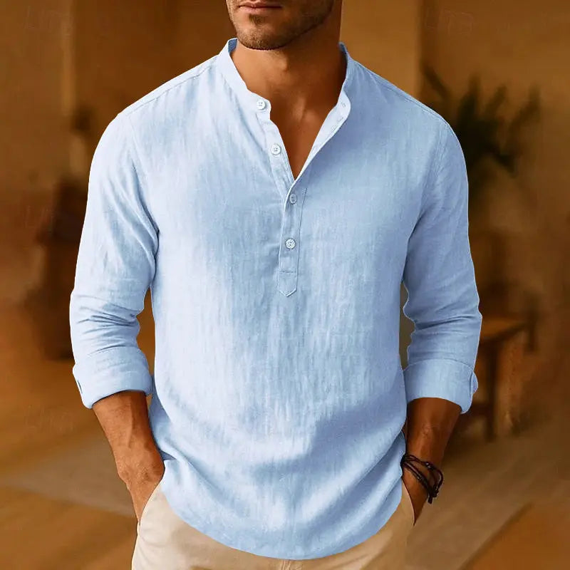 Women's Ethan | Stylish Modern Long Sleeve Men's Shirt | Band Collar: Enjoy a modern twist on a classic des 0