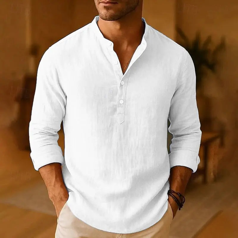 Women's Ethan | Stylish Modern Long Sleeve Men's Shirt | Band Collar: Enjoy a modern twist on a classic des 3