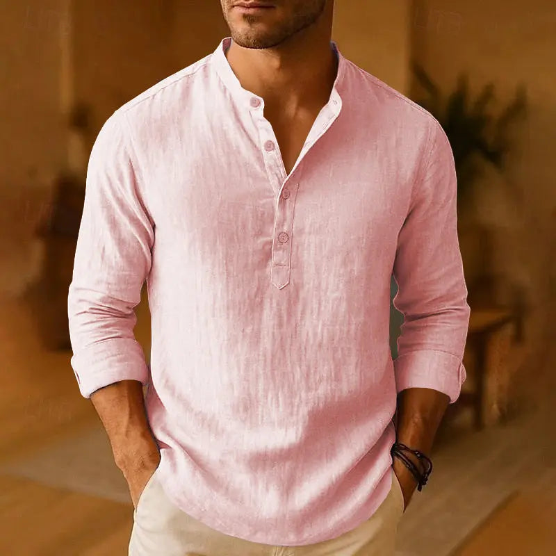 Women's Ethan | Stylish Modern Long Sleeve Men's Shirt | Band Collar: Enjoy a modern twist on a classic des 4