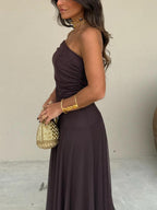 Off-Shoulder Chiffon Maxi Dress — Flowing Silhouette