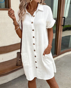 Everyday Elegance | Women's Cotton Shirt Dress with Button Front & Relaxed Fit | Versatile Style for Comfort