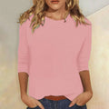 Everyday Essential | Women's Top with 3/4 Sleeve & Classic Crew Neck | Versatile Layering Piece for Effortless Style