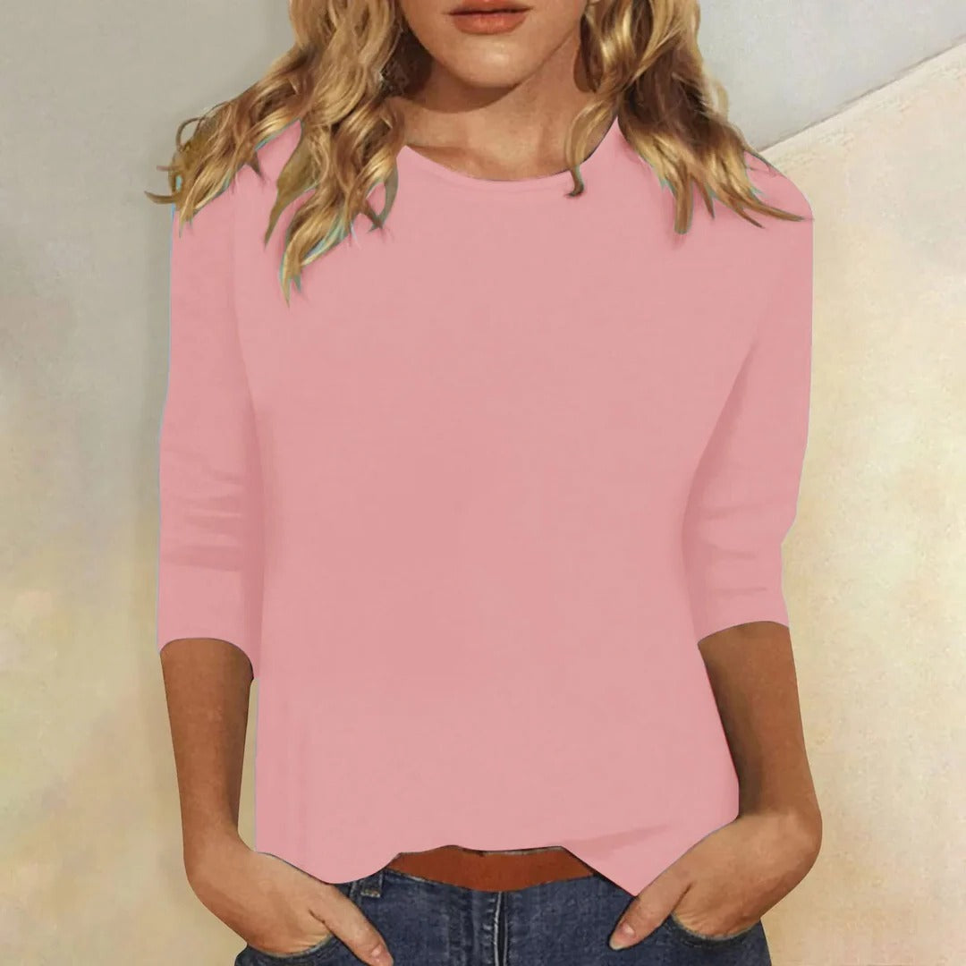 Everyday Essential | Women's Top with 3/4 Sleeve & Classic Crew Neck | Versatile Layering Piece for Effortless Style