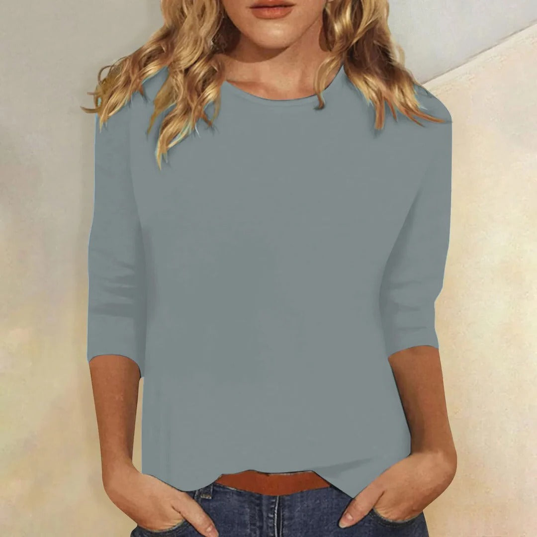 3/4-sleeve crew neck layering top, alternate color