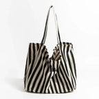 Everyday Essentials | Canvas Tote Bag with Stylish Striped Design | Durable and Spacious for Daily Use