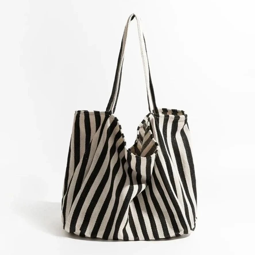 Everyday Essentials | Canvas Tote Bag with Stylish Striped Design | Durable and Spacious for Daily Use