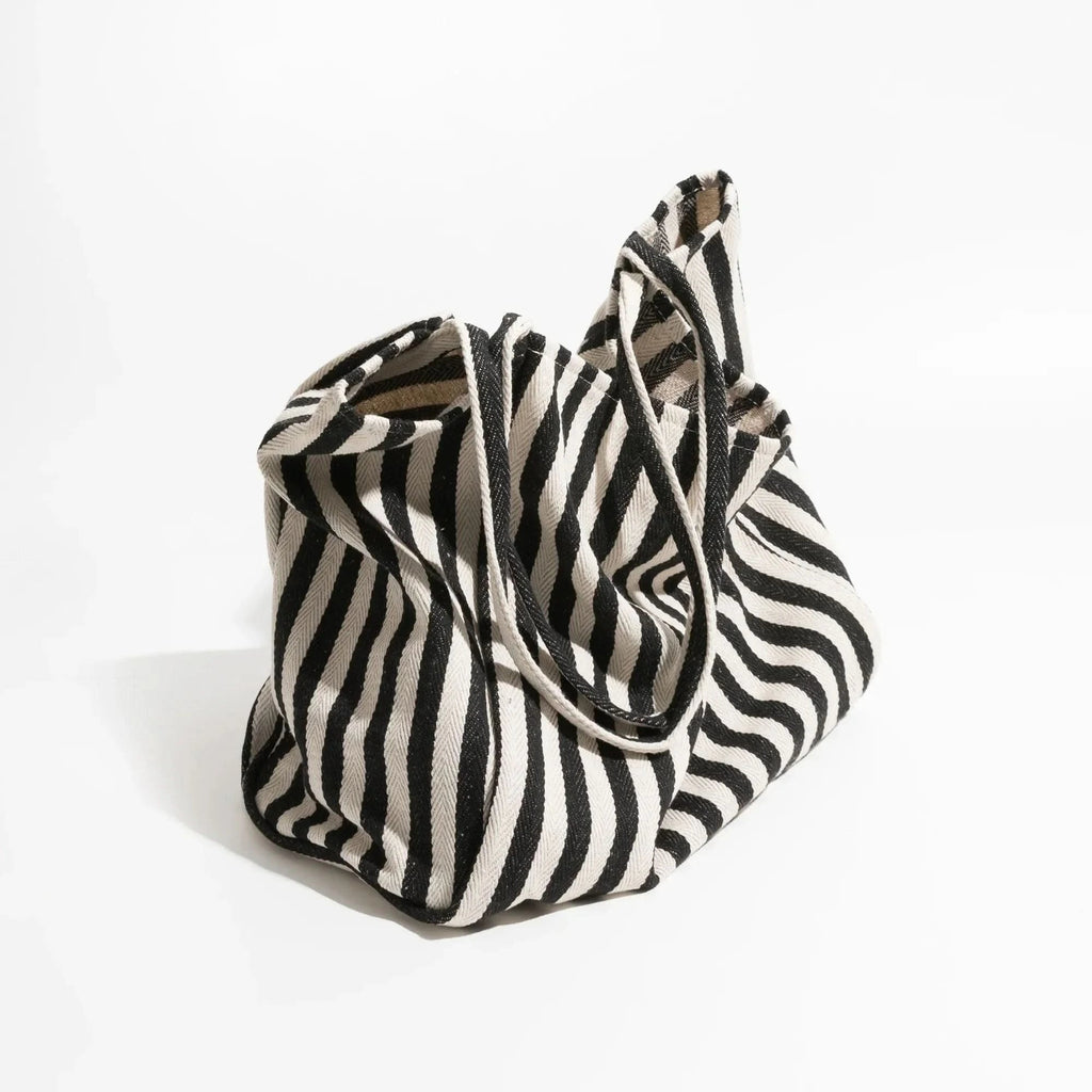 Everyday Essentials | Canvas Tote Bag with Stylish Striped Design | Durable and Spacious for Daily Use