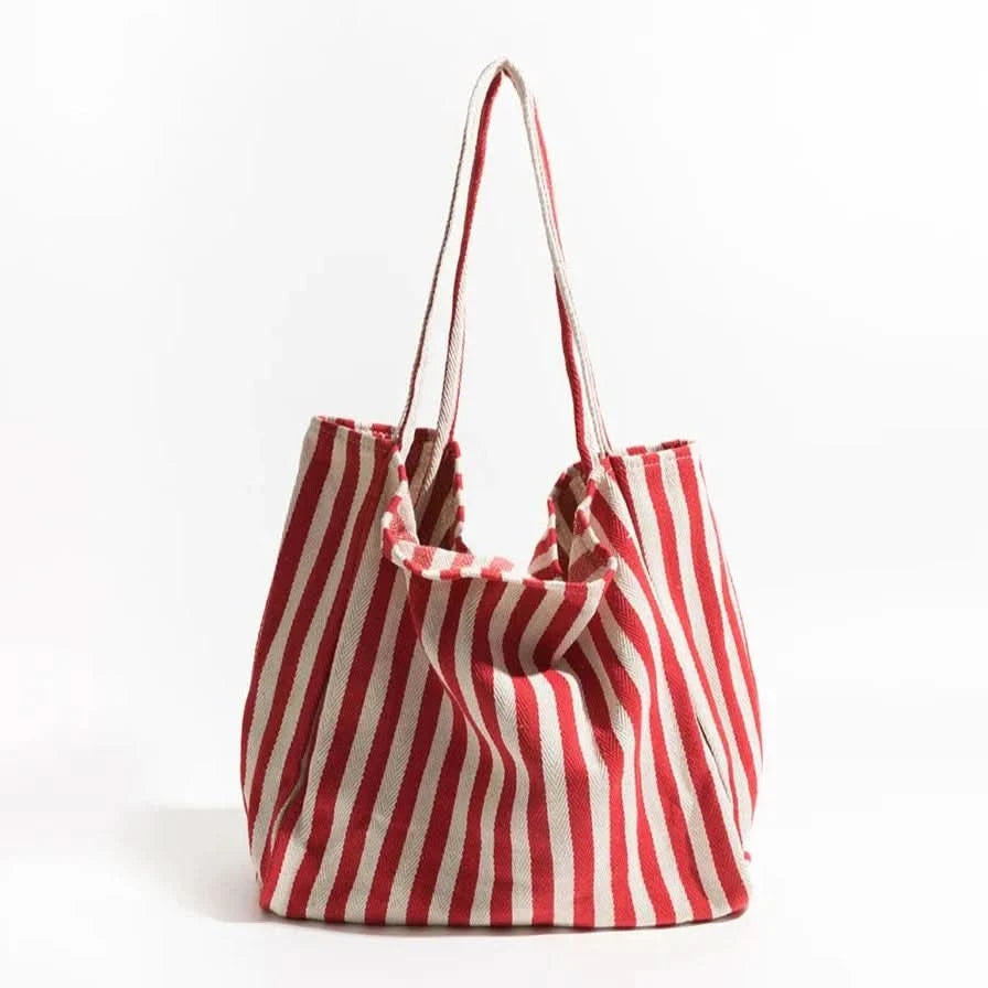 Everyday Essentials | Canvas Tote Bag with Stylish Striped Design | Durable and Spacious for Daily Use