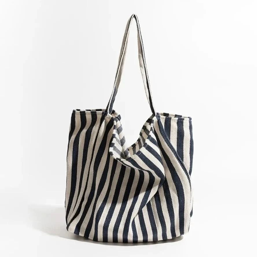 Everyday Essentials | Canvas Tote Bag with Stylish Striped Design | Durable and Spacious for Daily Use