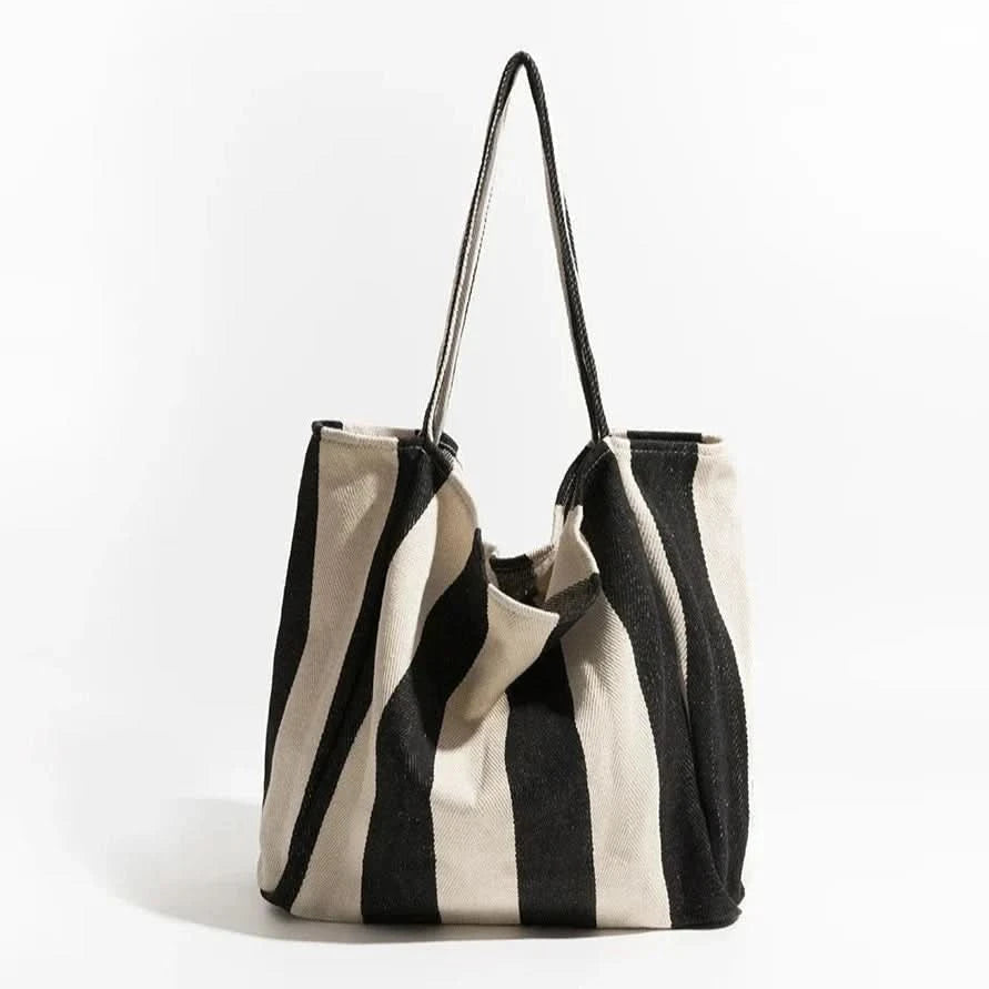 Everyday Essentials | Canvas Tote Bag with Stylish Striped Design | Durable and Spacious for Daily Use