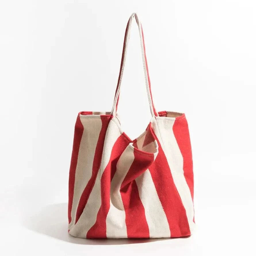 Everyday Essentials | Canvas Tote Bag with Stylish Striped Design | Durable and Spacious for Daily Use
