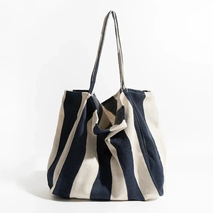 Everyday Essentials | Canvas Tote Bag with Stylish Striped Design | Durable and Spacious for Daily Use