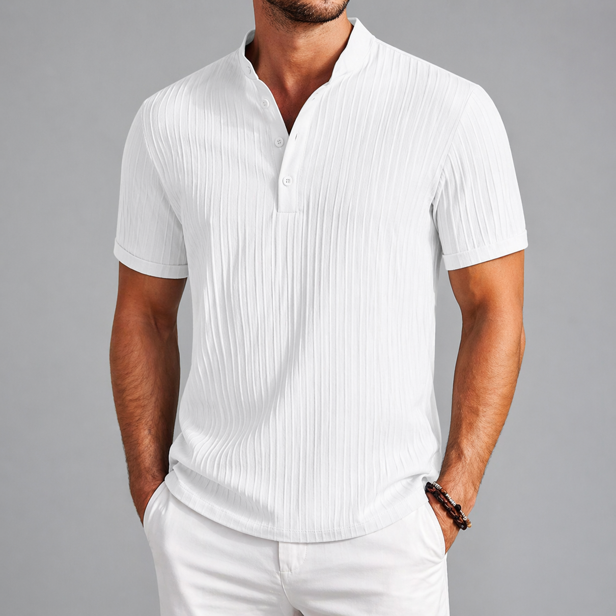 Everyday Essentials | Men's Henley Shirt with Breathable Fabric | Relaxed Fit for Summer Comfort