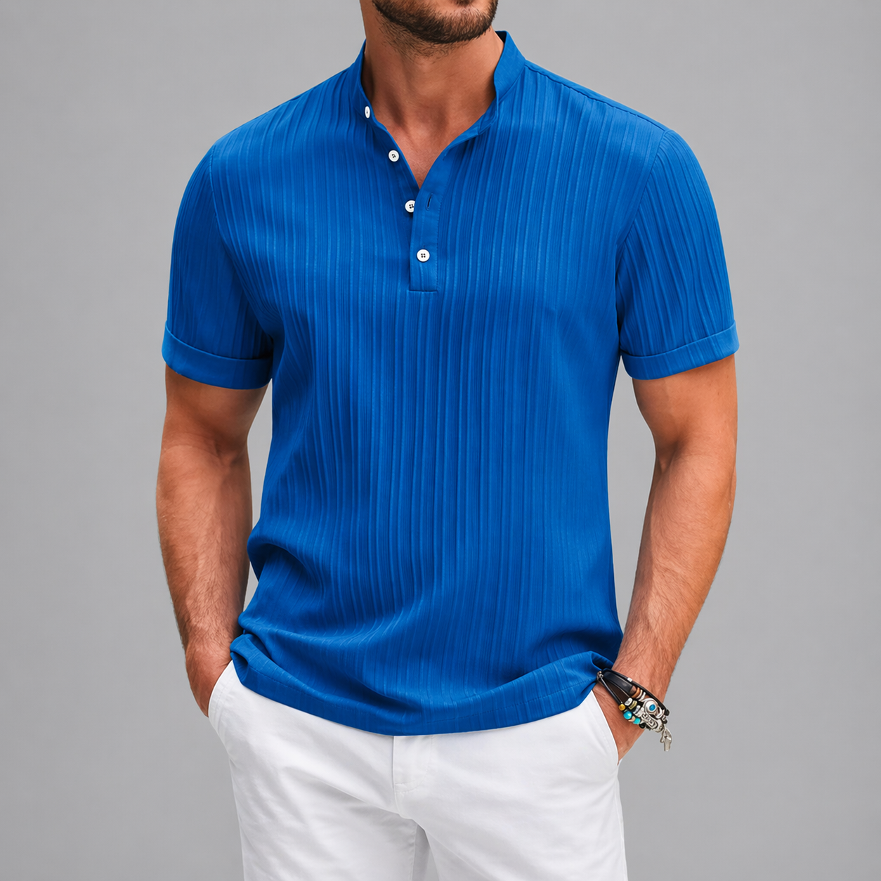 Everyday Essentials | Men's Henley Shirt with Breathable Fabric | Relaxed Fit for Summer Comfort