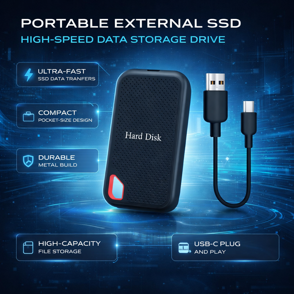 External Hard Drive Portable SSD High Speed USB C Storage