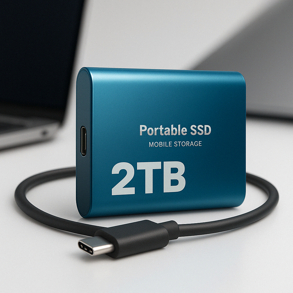 Blue Portable 2TB USB-C SSD External Drive