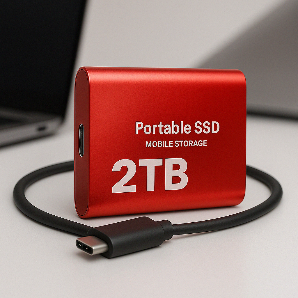 Red Portable 2TB USB-C SSD External Drive