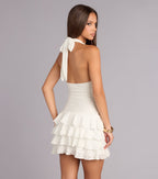 Eyelet Ruffle Mini Dress | Women's Dress with Halter Neckline | Flattering Fit for Summer Celebrations