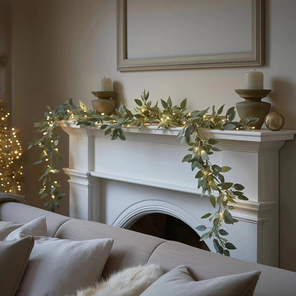 Lighted olive branches close up