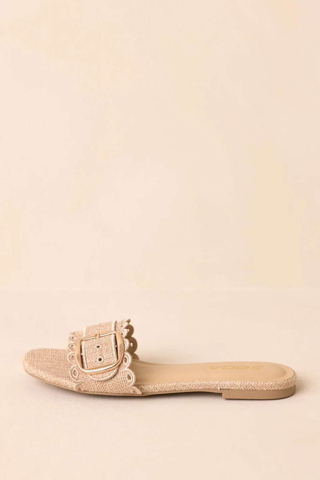 Women's Find Your Pace Natural Woven Embroidered Eyelet Flat Sandals | All Man Made Materials 4