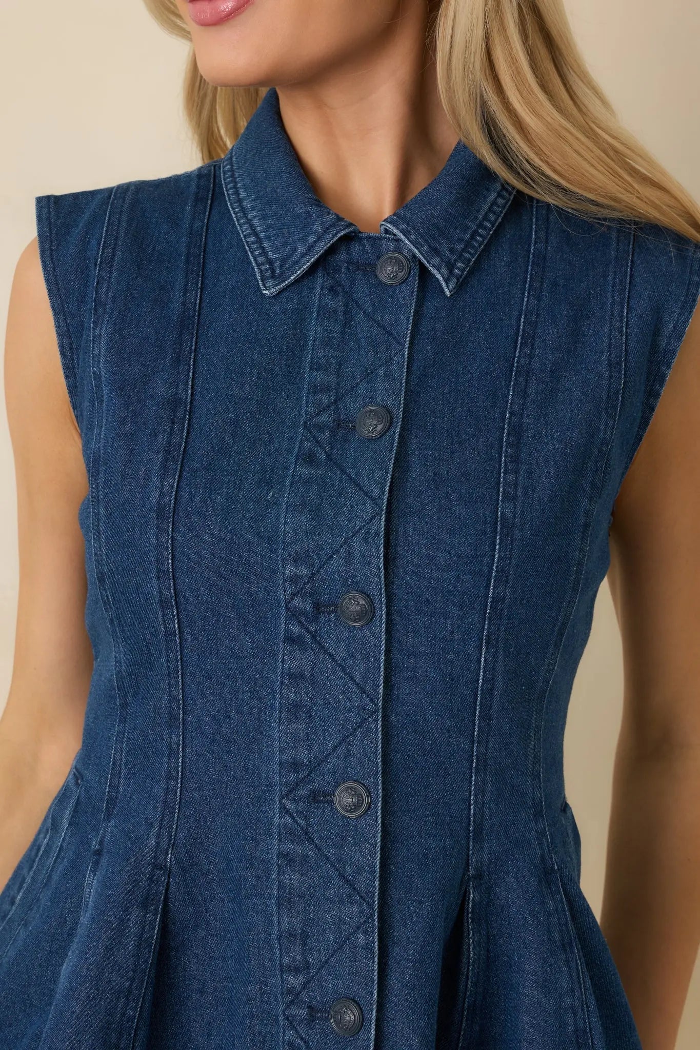Women's Flatter Me Dark Wash Cotton Denim Peplum Top & Cropped Jacket Set | 90% Cotton & 10% Polyester 4