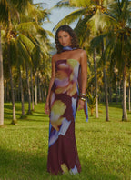 Women's Floral Maxi Dress with Strapless Design | Perfect for Evening Elegance - Women's | Maxi length — elongates your  0