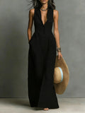 Women's Maxi Dress with Button Down Design – Elegant Sleeveless...