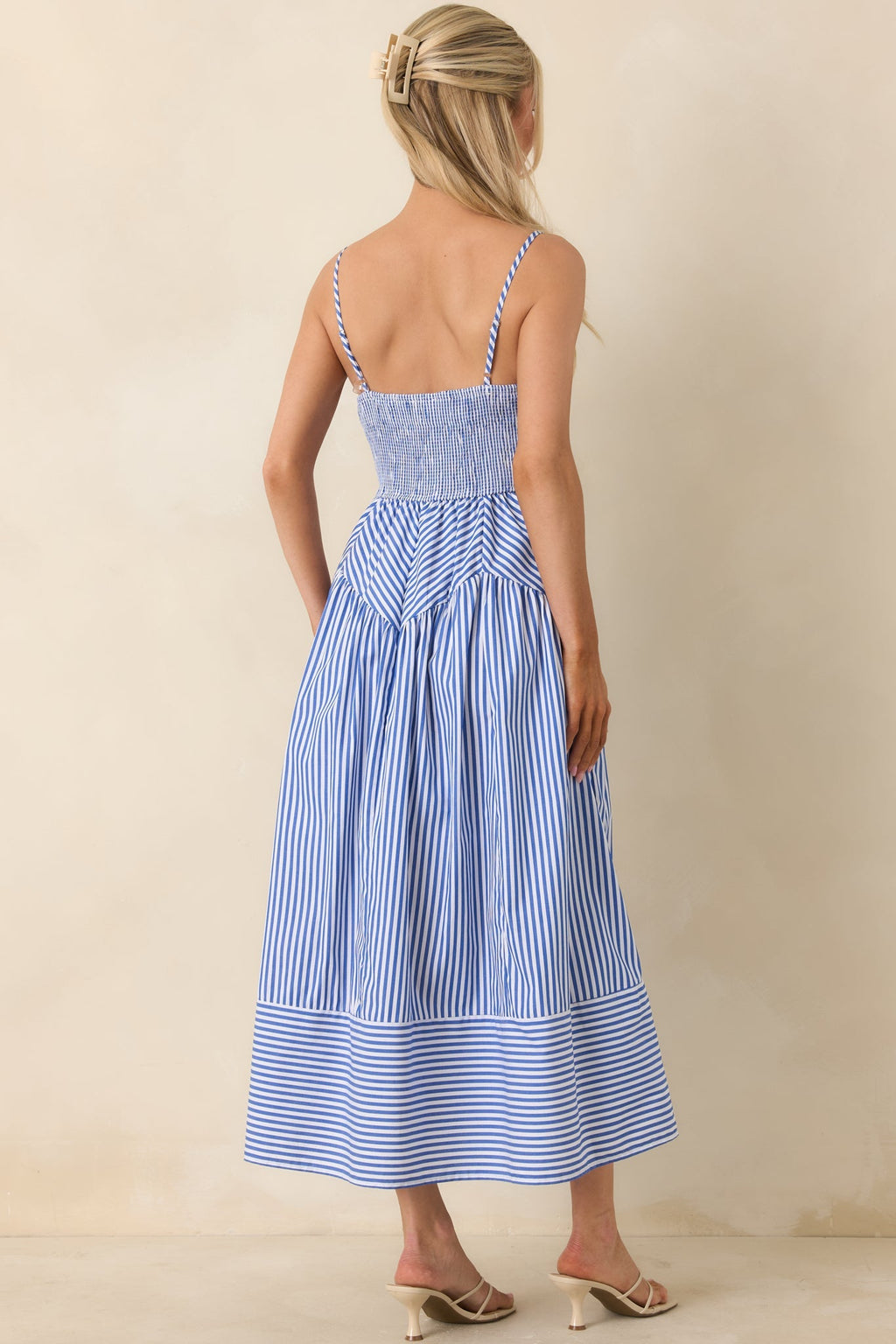 Women's From All Angles Blue & White Stripe Cotton Midi Dress | 100% Cotton 6
