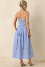 Women's From All Angles Blue & White Stripe Cotton Midi Dress | 100% Cotton 6