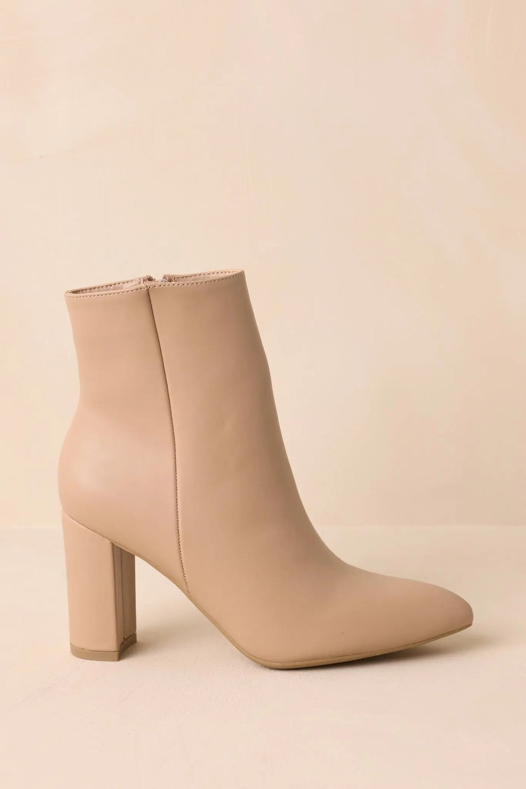 Women's From Here On Beige Faux Leather Block Heel Ankle Boots | Heel measures 3.5" 2