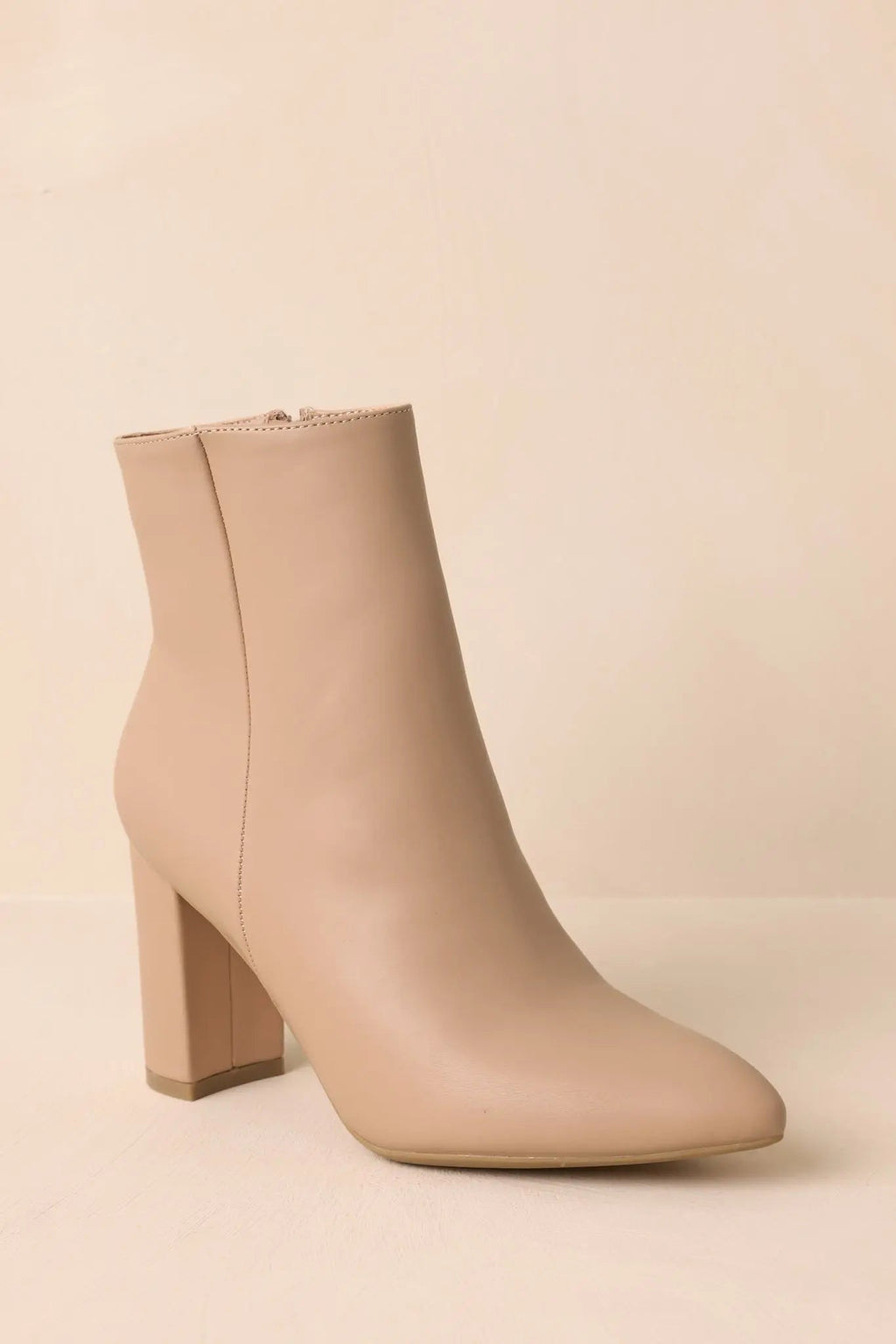 Women's From Here On Beige Faux Leather Block Heel Ankle Boots | Heel measures 3.5" 3