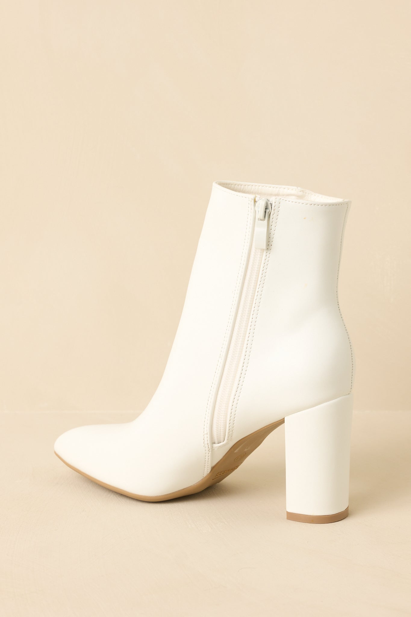 Women's From Here On White Faux Leather Block Heel Ankle Boots | Heel measures 3.5" 5