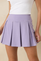 Women's Game, Set, Glow Lavender Stretch Pleated Mini Skort | 80% Polyester & 20% Spandex 2
