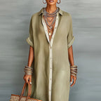 Women's Relaxed Fit Button-Down Dress – Summer Sundress for...