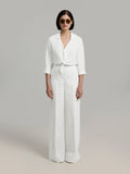 Gisella | Women's White Linen Pants with High Waist & Pressed Pleats | Stylish Comfort for Effortless Elegance