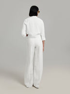 Gisella | Women's White Linen Pants with High Waist & Pressed Pleats | Stylish Comfort for Effortless Elegance