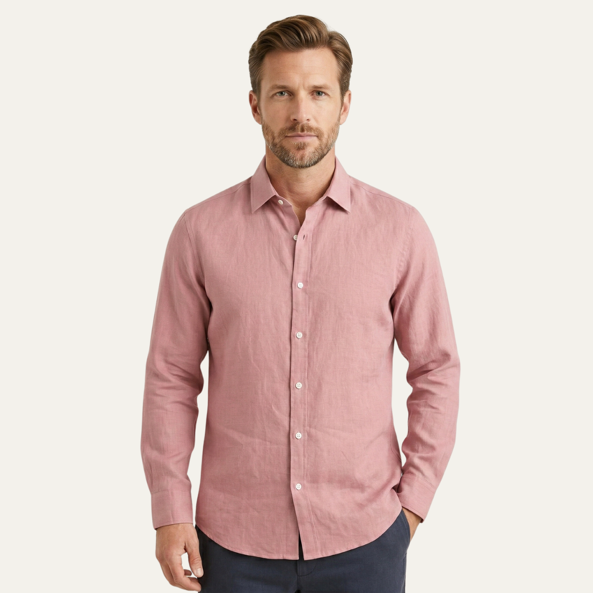 Glenpark Ridge | Men's Linen Casual Button-Up Shirt with Breathable Comfort | Relaxed Fit for Everyday Style