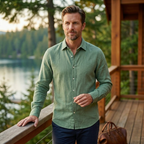 Glenpark Ridge | Men's Linen Casual Button-Up Shirt with Breathable Comfort | Relaxed Fit for Everyday Style