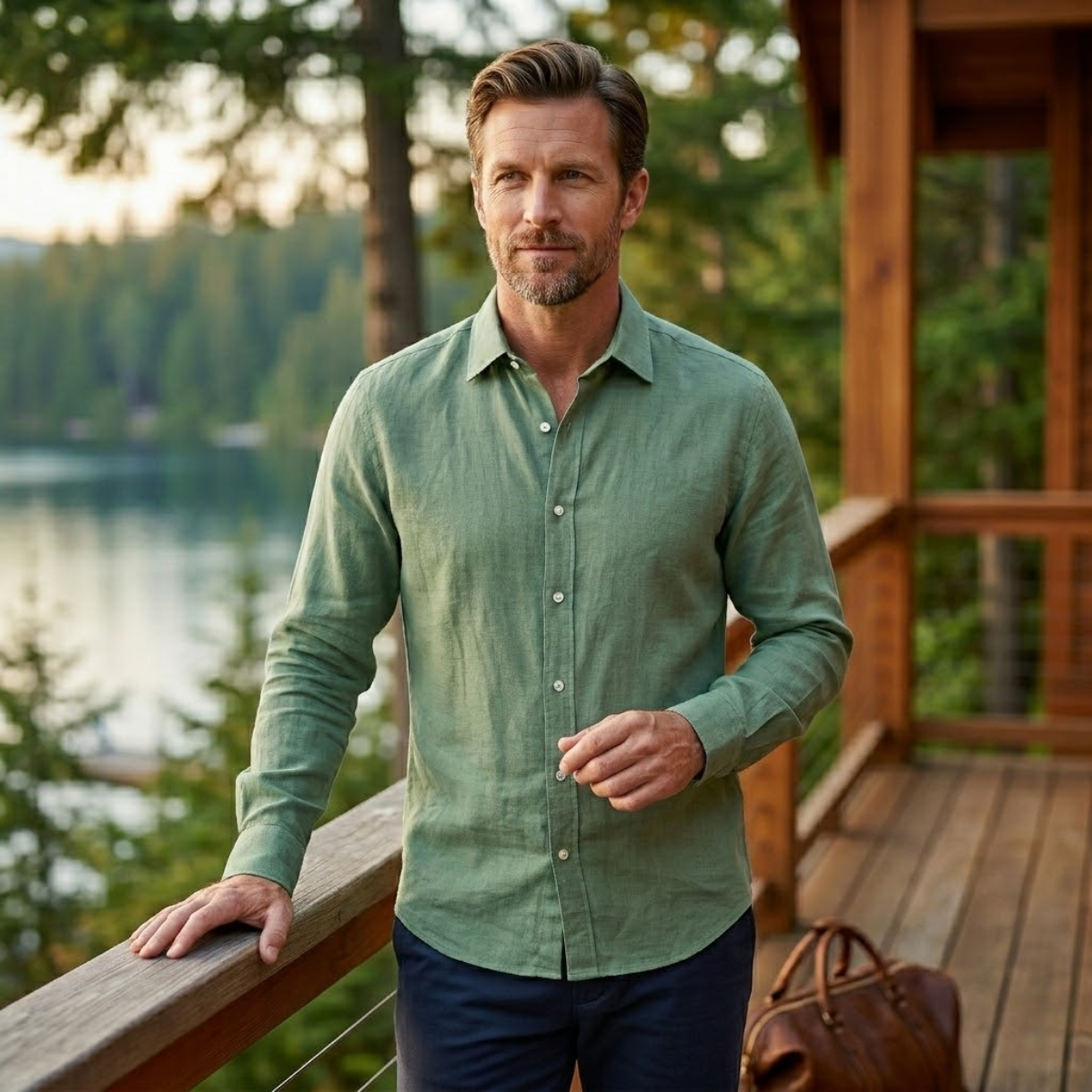 Glenpark Ridge | Men's Linen Casual Button-Up Shirt with Breathable Comfort | Relaxed Fit for Everyday Style