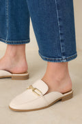 Women's Going First Class Ivory Faux Leather Mule Loafers | Platform measures .75" 0