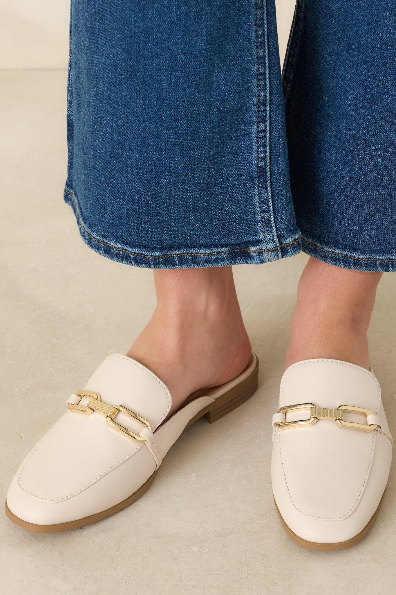 Women's Going First Class Ivory Faux Leather Mule Loafers | Platform measures .75" 1