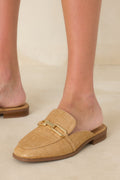 Women's Going First Class Natural Raffia Faux Leather Mule Loafers | Platform measures .75" 0