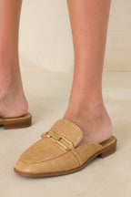 Women's Going First Class Natural Raffia Faux Leather Mule Loafers | Platform measures .75" 0