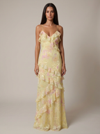 Yellow floral maxi dress front