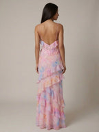 Pink floral maxi dress back