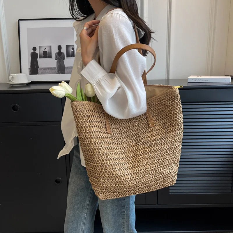 Handwoven Bohemian Tote Bag with Spacious Design | Stylish Beach Bag for Summer Adventures